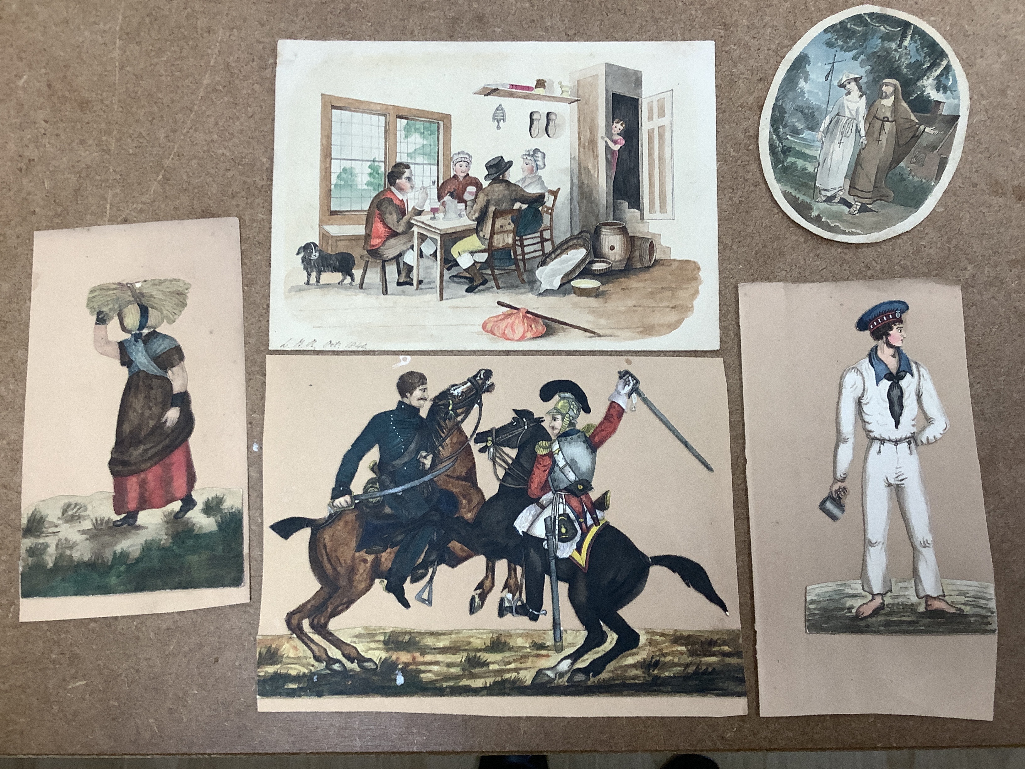 A 19th century watercolour album together with various scrap albums etc